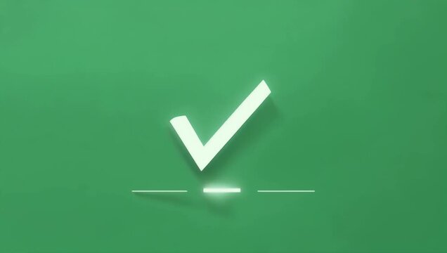 clean ultra-high-definition 4K motion graphic features a green screen tick mark icon animating smoothly symbolizing approval confirmation success and web interface interactions making it a