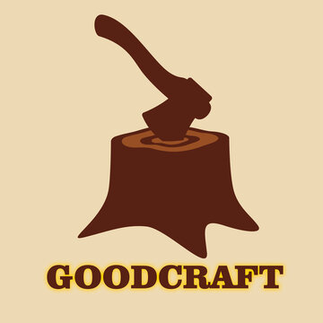 Goodcraft Axe Stump Logo Illustration Design
