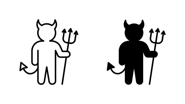 Devil Icon Set With Outline And Solid Vector Styles