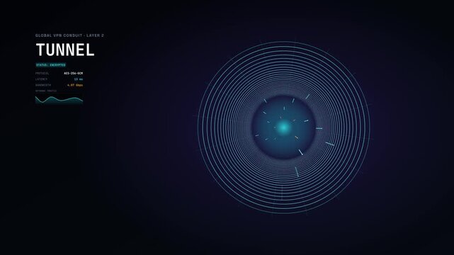 Abstract Secure Data Tunnel Cyber Security Animation