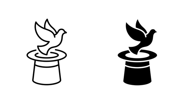 Magic trick icon with a dove coming out of hat