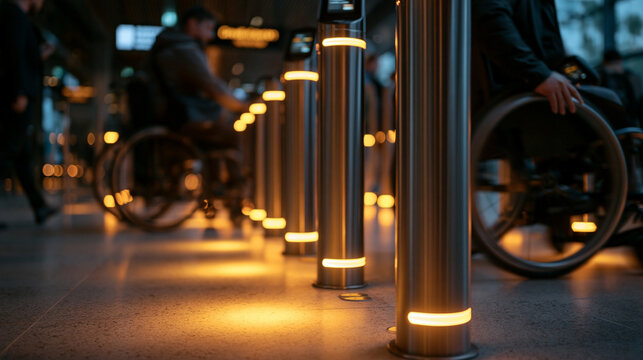 Modern Accessibility Gates and Turnstiles in Public Transit Terminal
