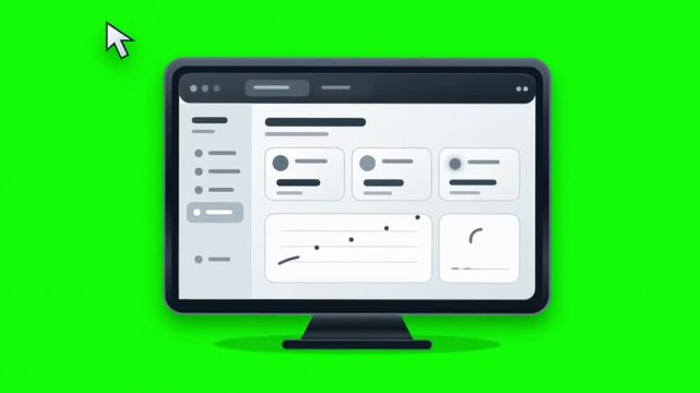 Futuristic Desktop UI Animation Computer Interface Motion Graphics Green Screen