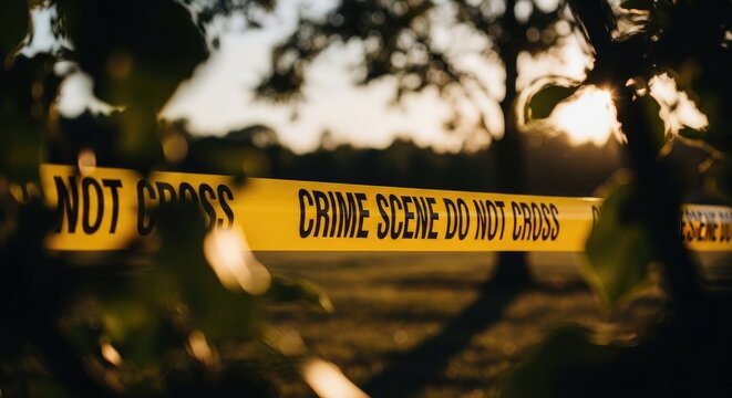 Crime Scene Investigation - Yellow Tape Marking Off The Area.