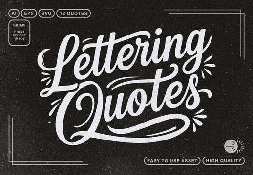Lettering Quotes PSD Effect For Design And Branding