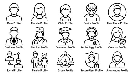 Obraz premium A diverse collection of user profile icons showcasing people from different ages backgrounds and various professional fields