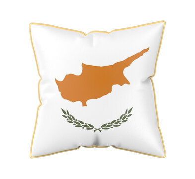 Pillow with the flag of Cyprus on transparent background