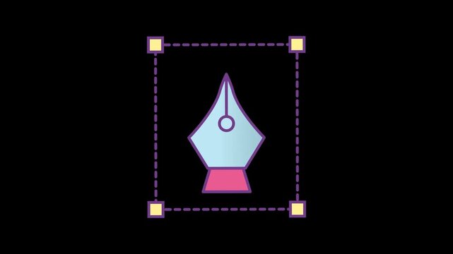 Digital graphic design pen tool icon with selection box.