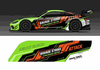 Fototapeta premium Futuristic Racing Car with Neon Green and Orange Design