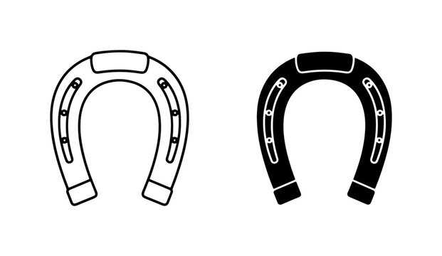 Horseshoe Icons, Metal Protection, Lucky Charm, Equestrian Symbol, Vector Art