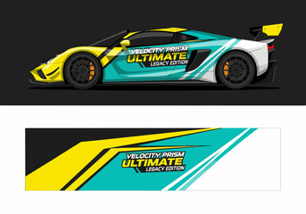 Fototapeta premium Futuristic sports car with vibrant racing decal design