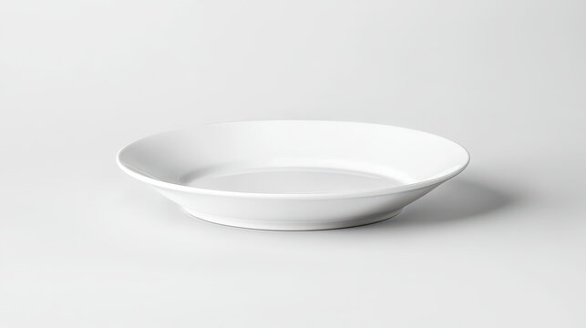Clean, empty white plate on light background, perfect for showcasing food or table settings