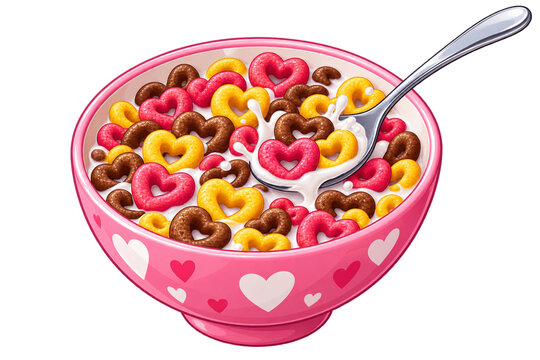 bowl of heart shaped cereal vector