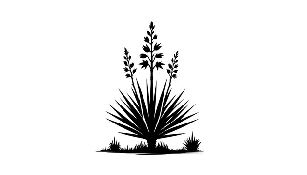 Yucca plant silhouette botanical illustration vector graphic with botanical