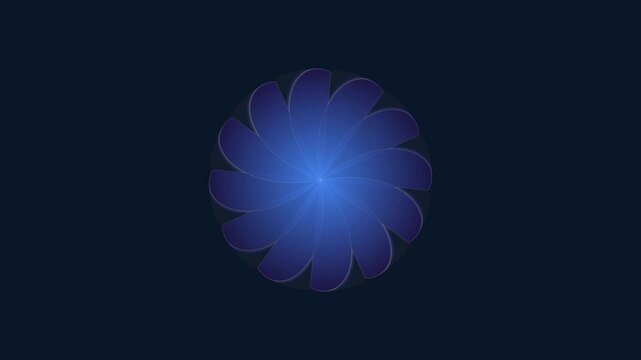 Rotating blue floral geometric shape animation featuring seamless motion loops for modern digital art background video