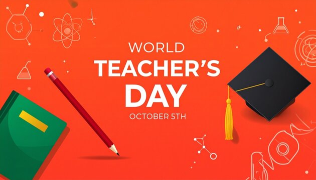 World Teachers&rsquo; Day red science illustration