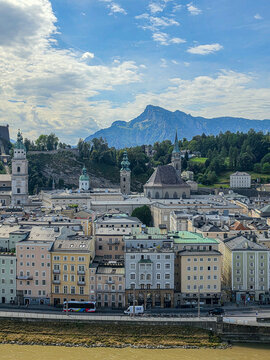 panorama of the city of salzburg, austria