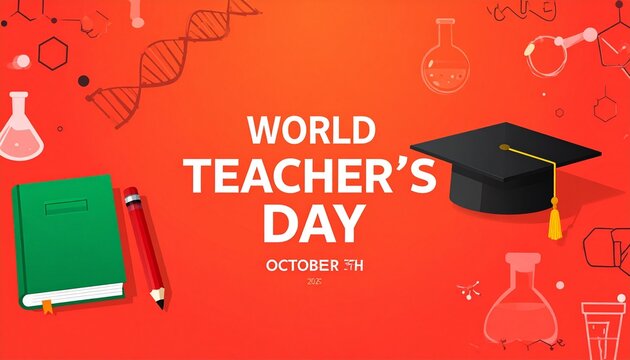 World Teachers&rsquo; Day red science illustration