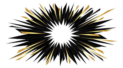 Obraz premium Sharp black and golden radial starburst burst on white