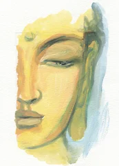 abstract watercolor background with head of Buddha © Anna Ismagilova