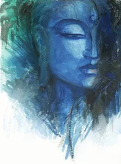 abstract watercolor background with head of Buddha © Anna Ismagilova