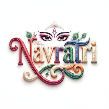 Navratri festival typography concept on background.