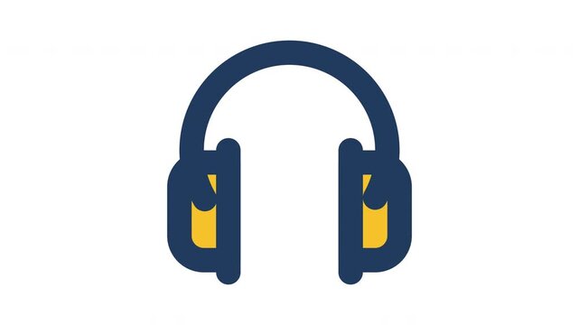 Hearing protection earmuffs gently rocking from side to side in a clean motion graphic on transparent alpha channel