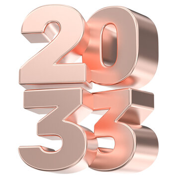 Rose gold 3D year 2033
