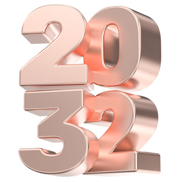 Rose gold 3D year 2032