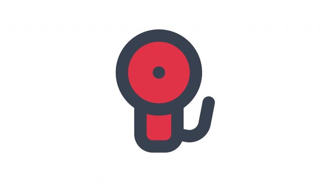 Fire alarm bell ringing with a smooth oscillating motion for emergency warning and safety notification on alpha channel