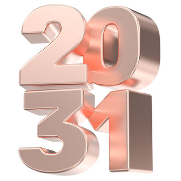 3D rose gold year 2031
