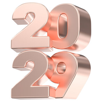 Rose gold metallic 2029 3D numbers