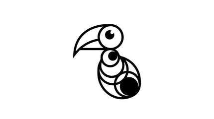 Obraz premium Geometric black bird circular logo.