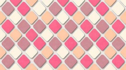 Naklejka premium Soft 3D Embossed Diagonal Grid Pattern in Pastel ColorsRaised Rhombus Geometric Texture with Light Shadow EffectsElegant Quilted Background with Diamond Shaped Tiles