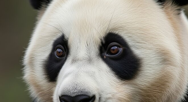 Close-up Portrait of a Giant Panda with Striking Black and White Fur.