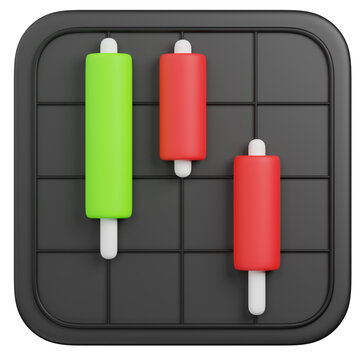 3d render  three inside down candlestick pattern   