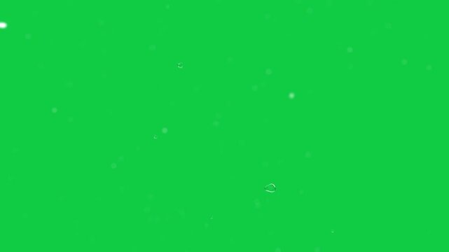 Small points appearing, particles forming ringed bubbles on transparent canvas, creating bokeh