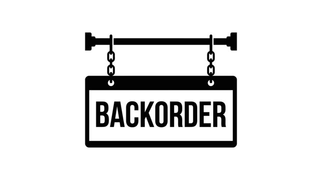 Hanging backorder sign with chains and rod black silhouette