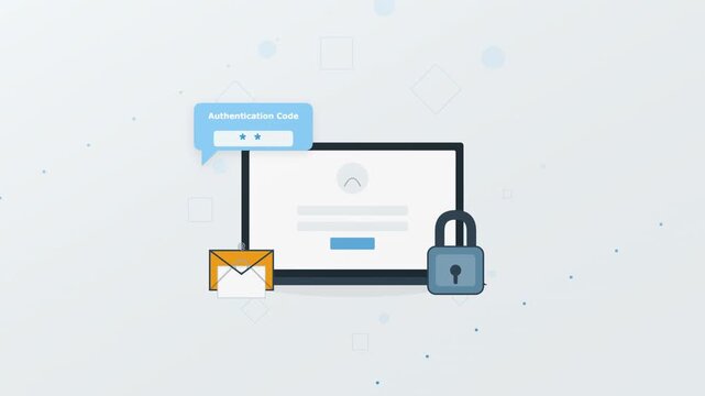 Two Factor Authentication Login Concept with Laptop and Security Lock