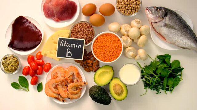 Foods that contain B vitamins. Selective focus.