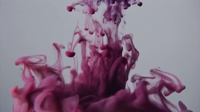 Deep plum ink dispersing through clear water