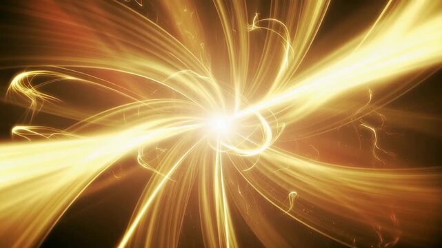 Cosmic journey with radiant beams of light intertwining in a mesmerizing space scene