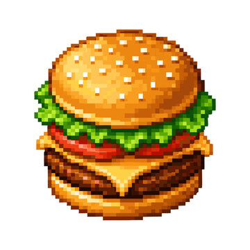 Pixel Burger Fast Food Icon