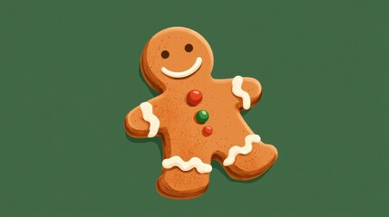 Fototapeta premium Gingerbread flat design front view sweet seasonal treat water color Split-complementary color scheme. 