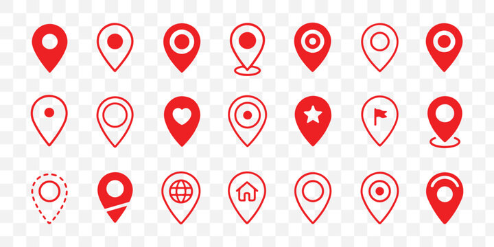 Set of map pin icons. Location marker collection. point map, point center map icon vector set
