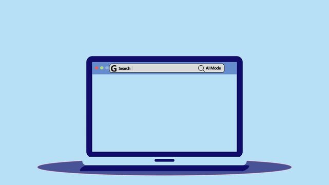 Ai search engine interface animation on laptop screen