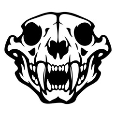 Obraz premium Fauna africana. Icono con dibujo sencillo con lineas del cráneo de un felino depredador tipo león visto de frente