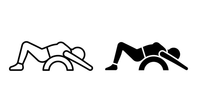Yoga stretching exercise icon set with arched back support