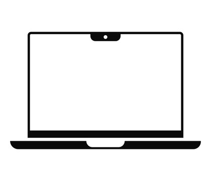 Laptop screen display mockup icon with camera notch suitable for software interface presentation electronic device isolated on white background vector