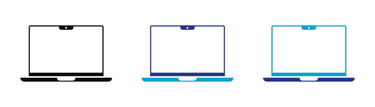 Laptop screen display mockup icon with camera notch suitable for software interface presentation electronic device isolated on white background vector